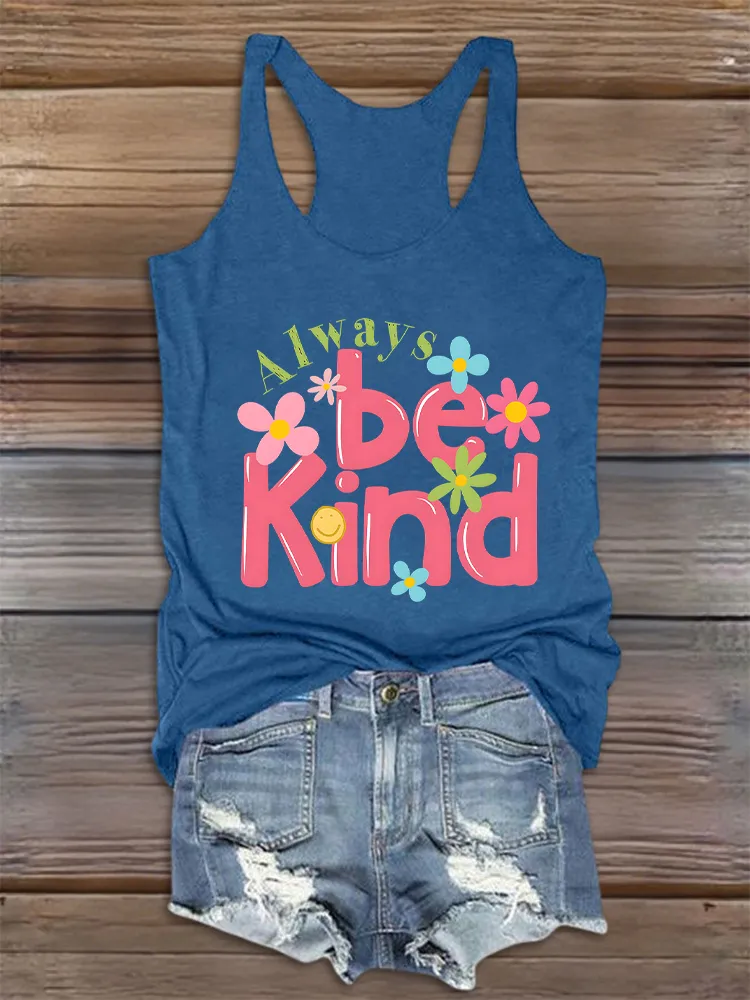 Women'S Round-Neck Sleeveless Vest Always Be Kind Prints