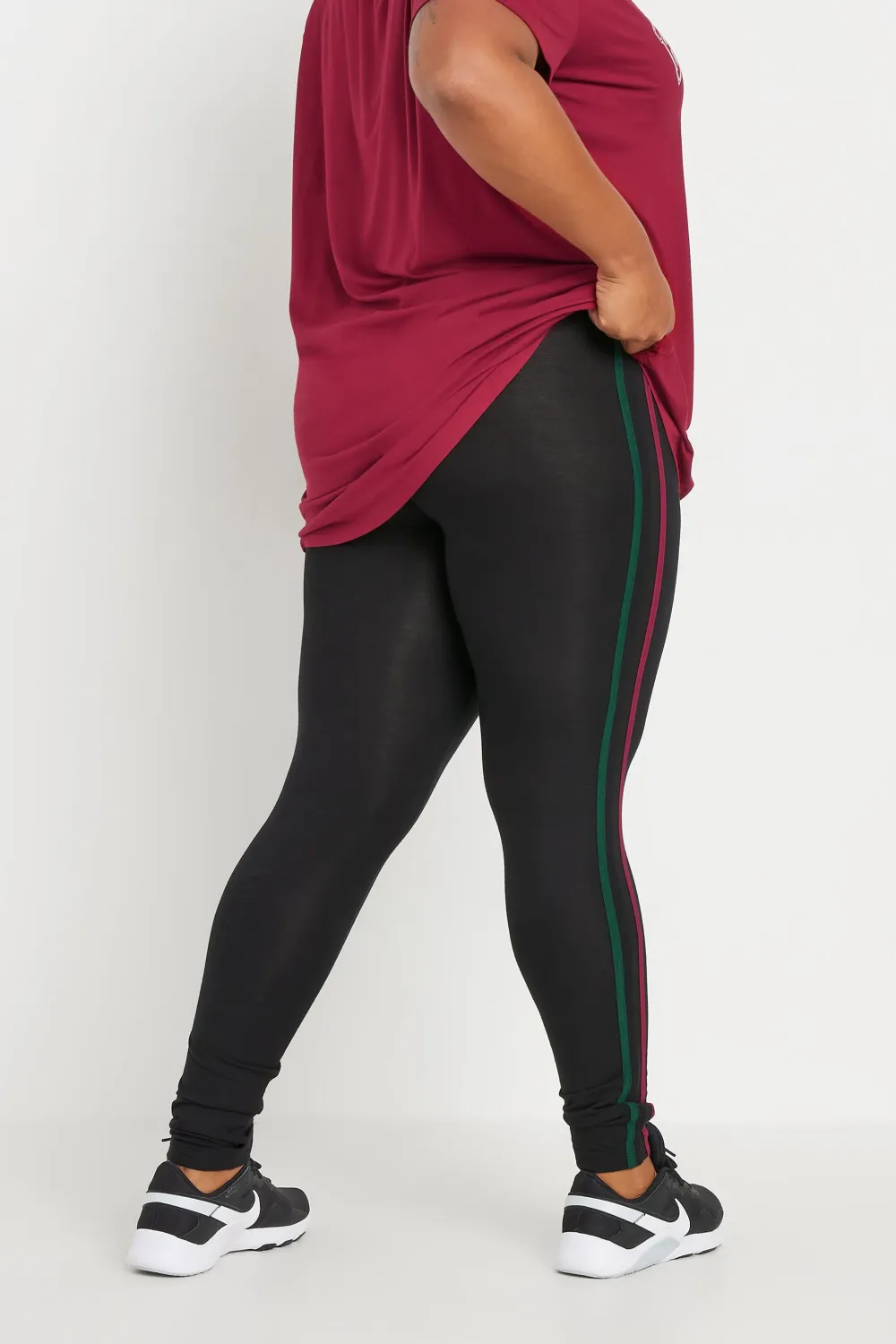YOURS ACTIVE Curve Black Side Stripe Stretch Leggings