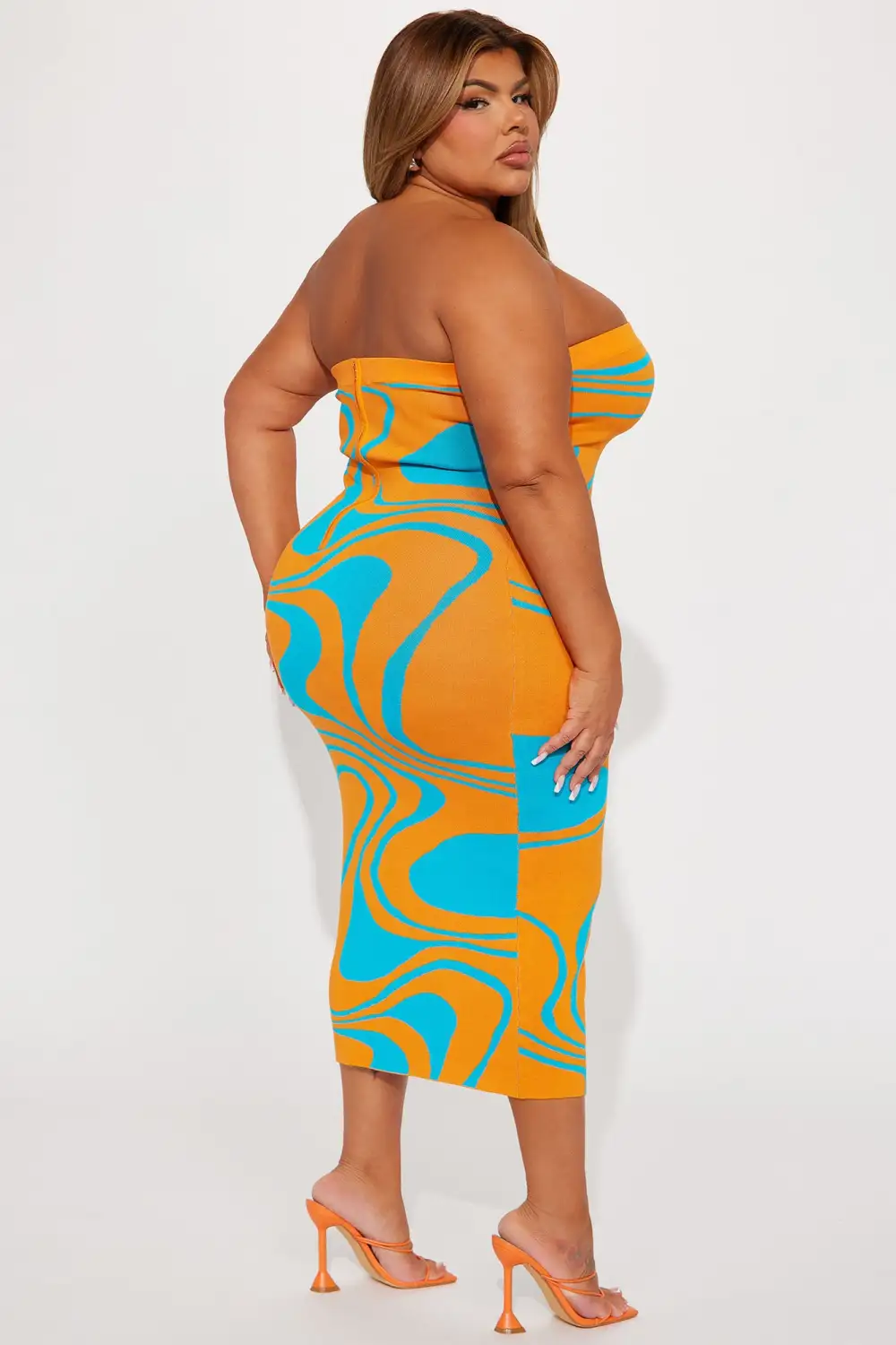 Breezy Knit Maxi Dress - Orange/combo