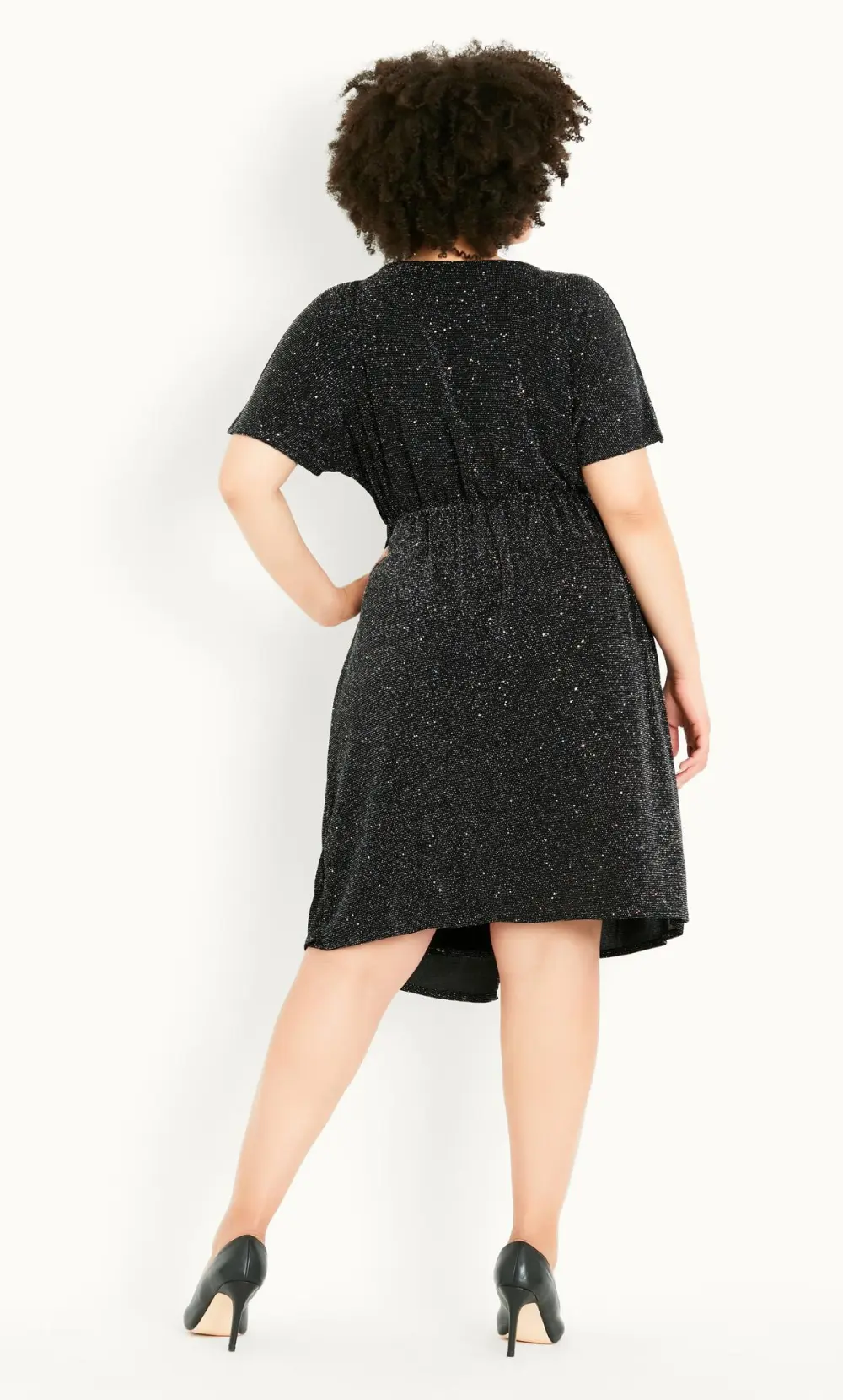 Evans Black Sparkle Twist Wrap Dress