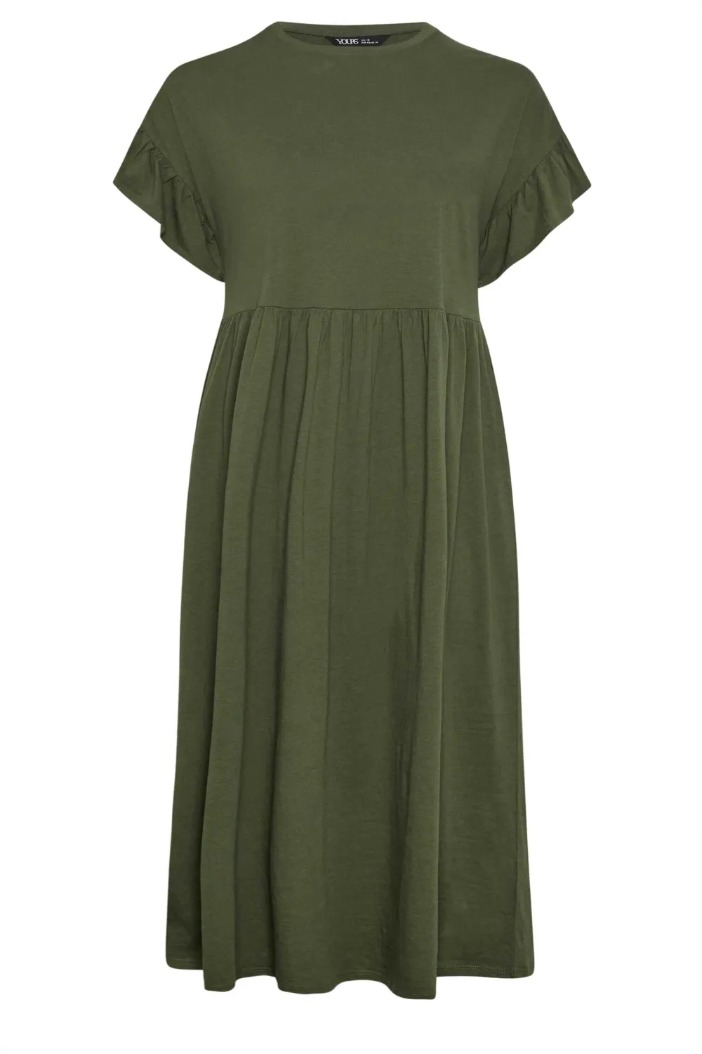 YOURS Curve Khaki Green Pure Cotton Midaxi Dress