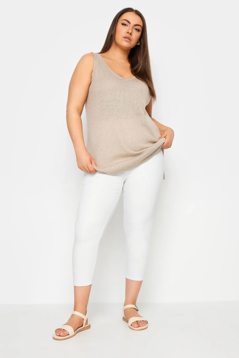 YOURS Curve White Cropped Stretch JENNY Jeggings