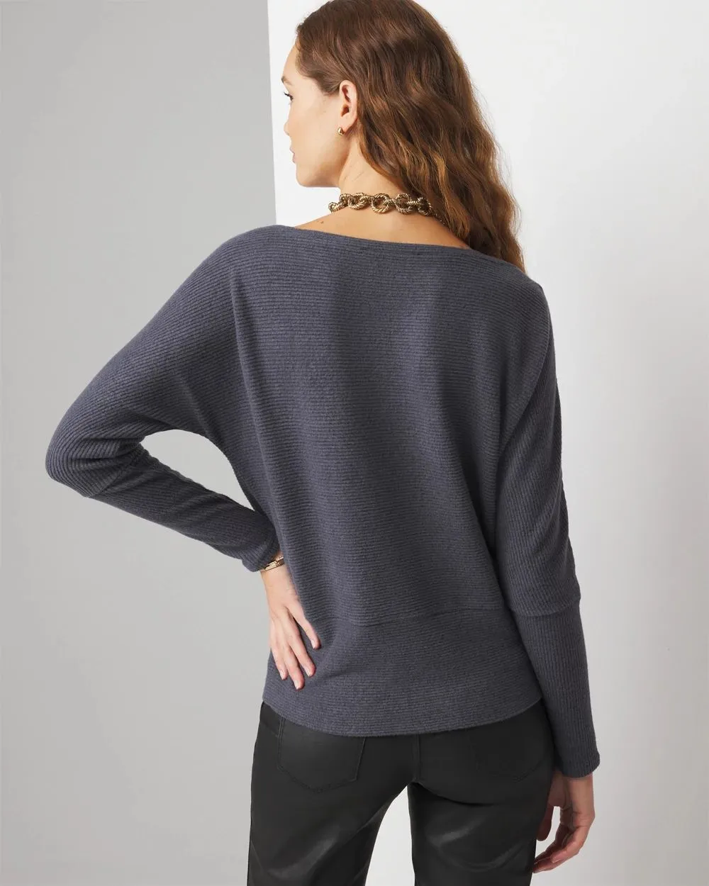 Petite Off-The-Shoulder Ribbed Snit Pullover