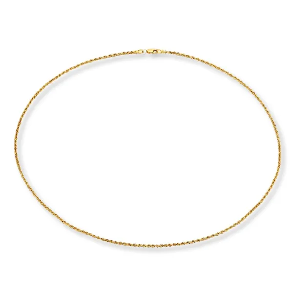 Solid Rope Chain Necklace 14K Yellow Gold 22