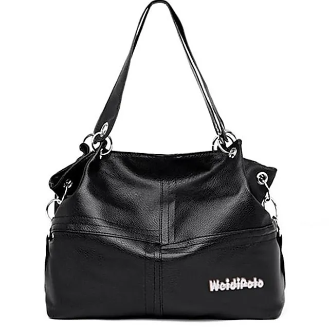 Women's Handbag Tote PU Leather Daily Zipper Solid Color Black Pink Green