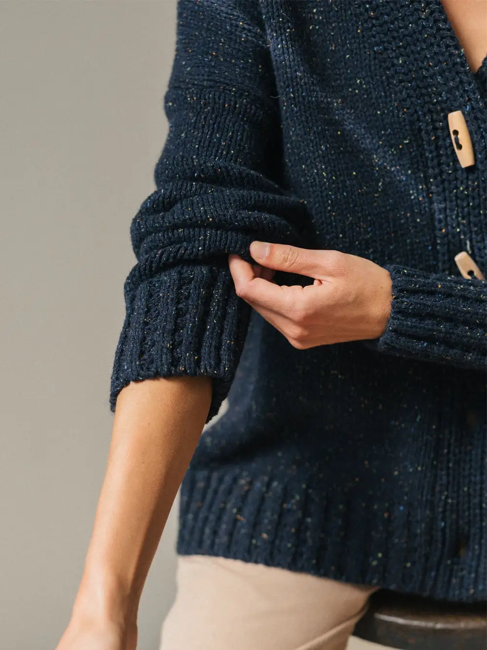 Blue Long Sleeve Plain Sweater