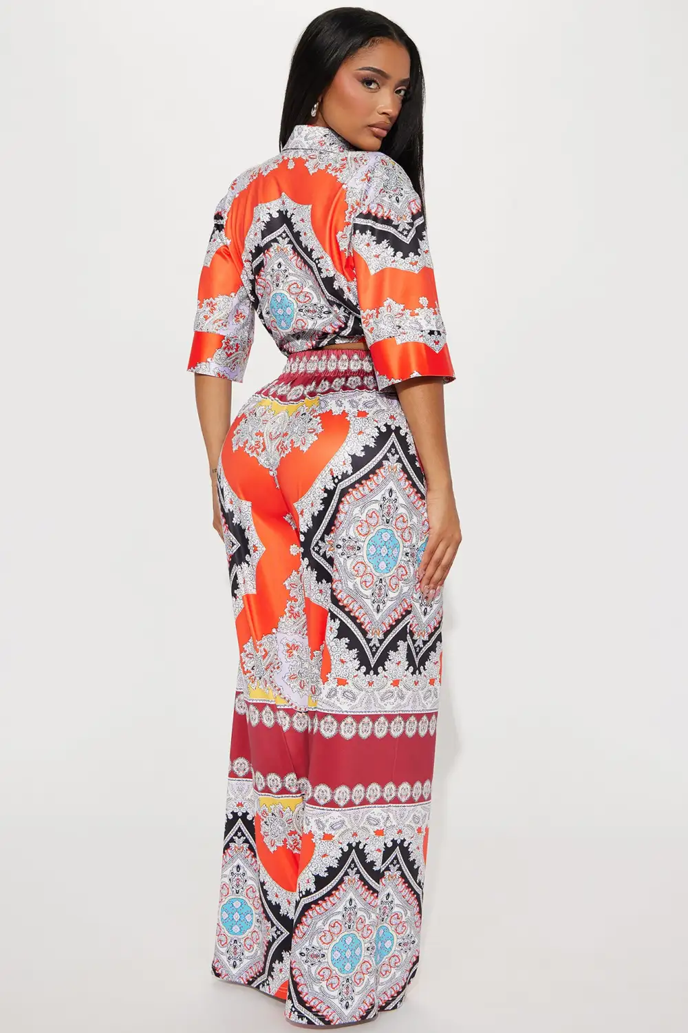 Right On Time Pant Set - Orange/combo