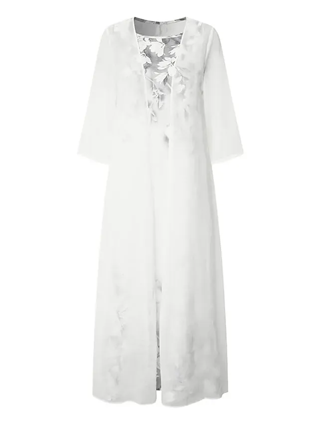 Women's Dress Set Two Piece Dress Midi Dress Green Blue Purple Pink White Long Sleeve Floral Ruched Print Fall Spring Crew Neck Elegant Casual Classic Fall Dress 2022 S M L XL XXL 3XL / Winter Dress