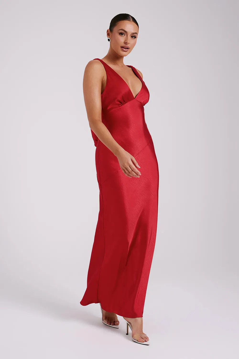 Maxi Satin Dress With Back Cowl