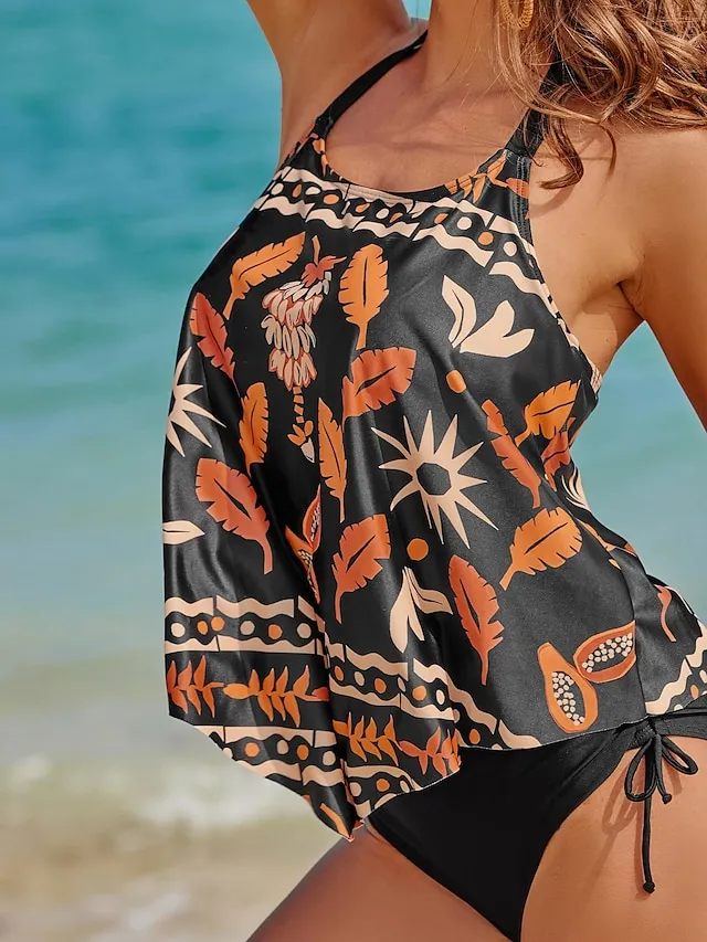 Printed A-line Tankini Swimsuit