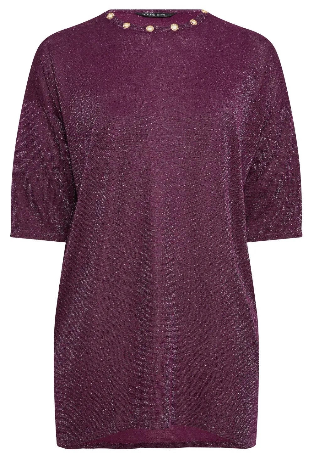 YOURS Curve Purple Metallic Eyelet Jumper