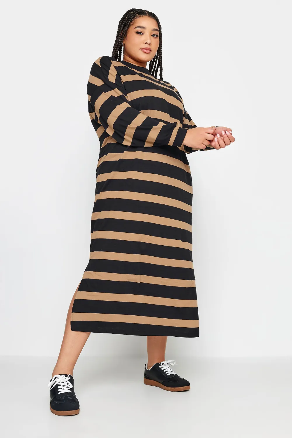 YOURS Curve Blue Stripe Oversized T-Shirt Dress