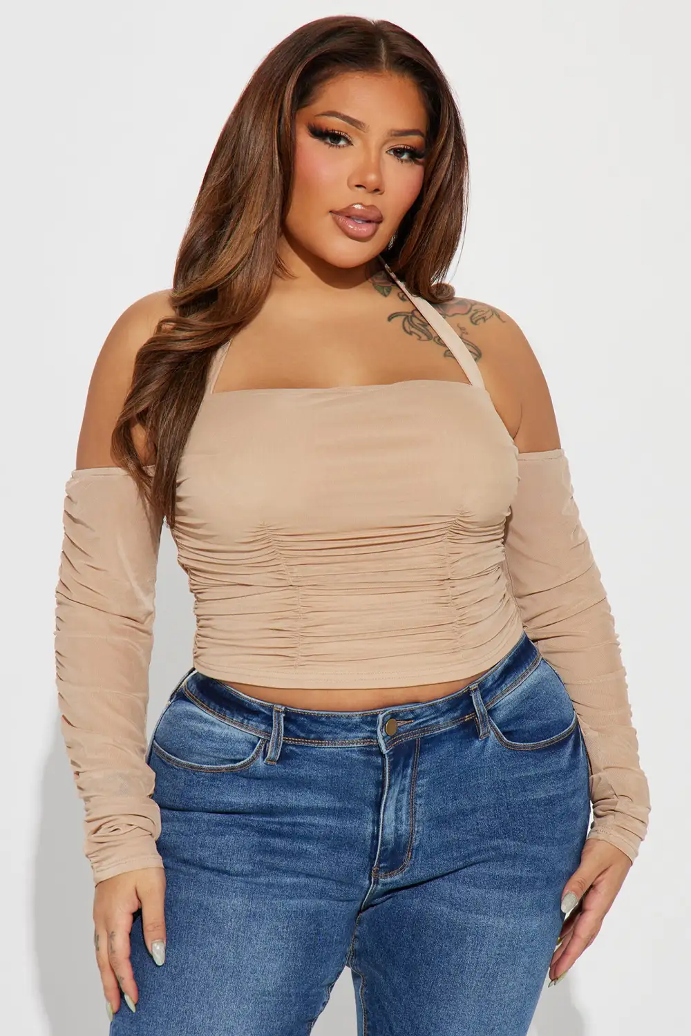 Charlette Mesh Top - Taupe