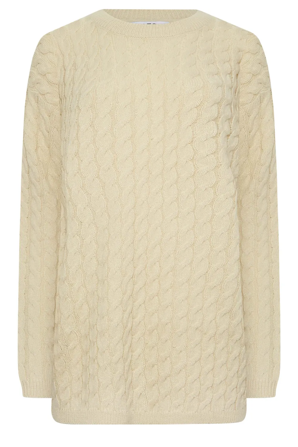 LTS Tall Beige Brown Cable Knit Jumper