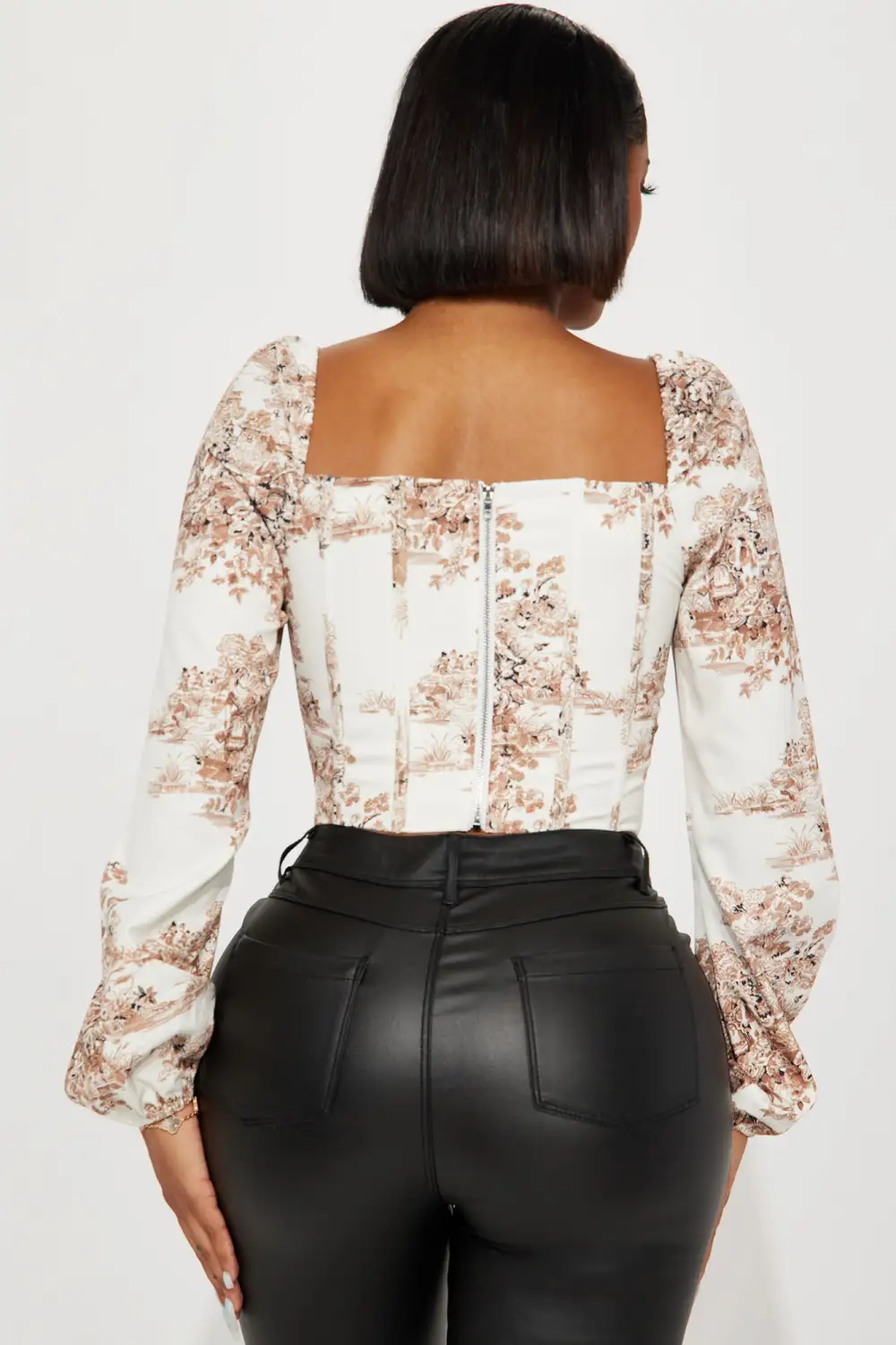 Something Special Long Sleeve Corset Top - Ivory/combo