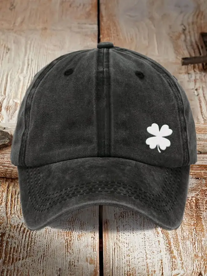 Distressed Washed Cotton St. Patrick Print Hat For Men And Women