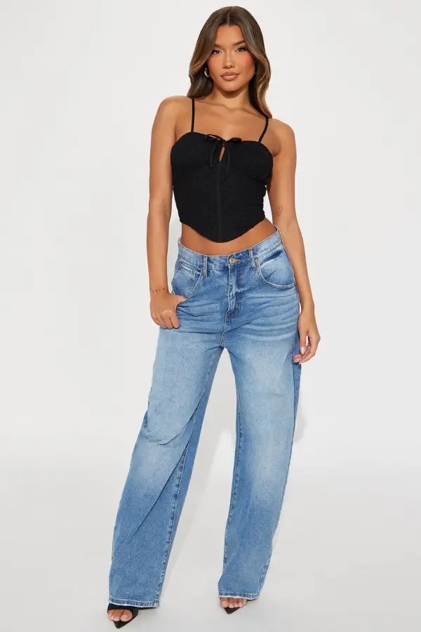 Let's Brunch Eyelet Top - Black