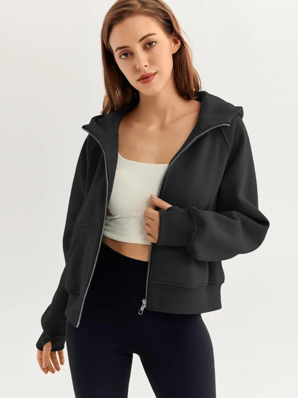 Womens Zip Up Hoodies Fleece Jackets Oversized Sweatshirts Fall Fashion Outfits 2024 Sweaters Winter Clothes