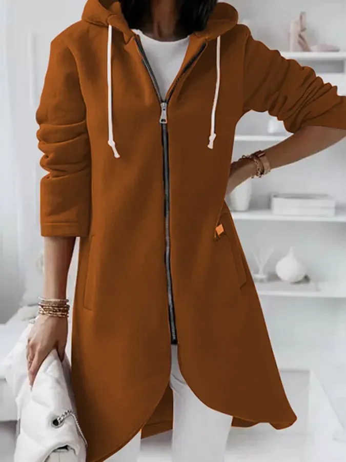 Women's Mid-Length Fleece Zip Hoodie
