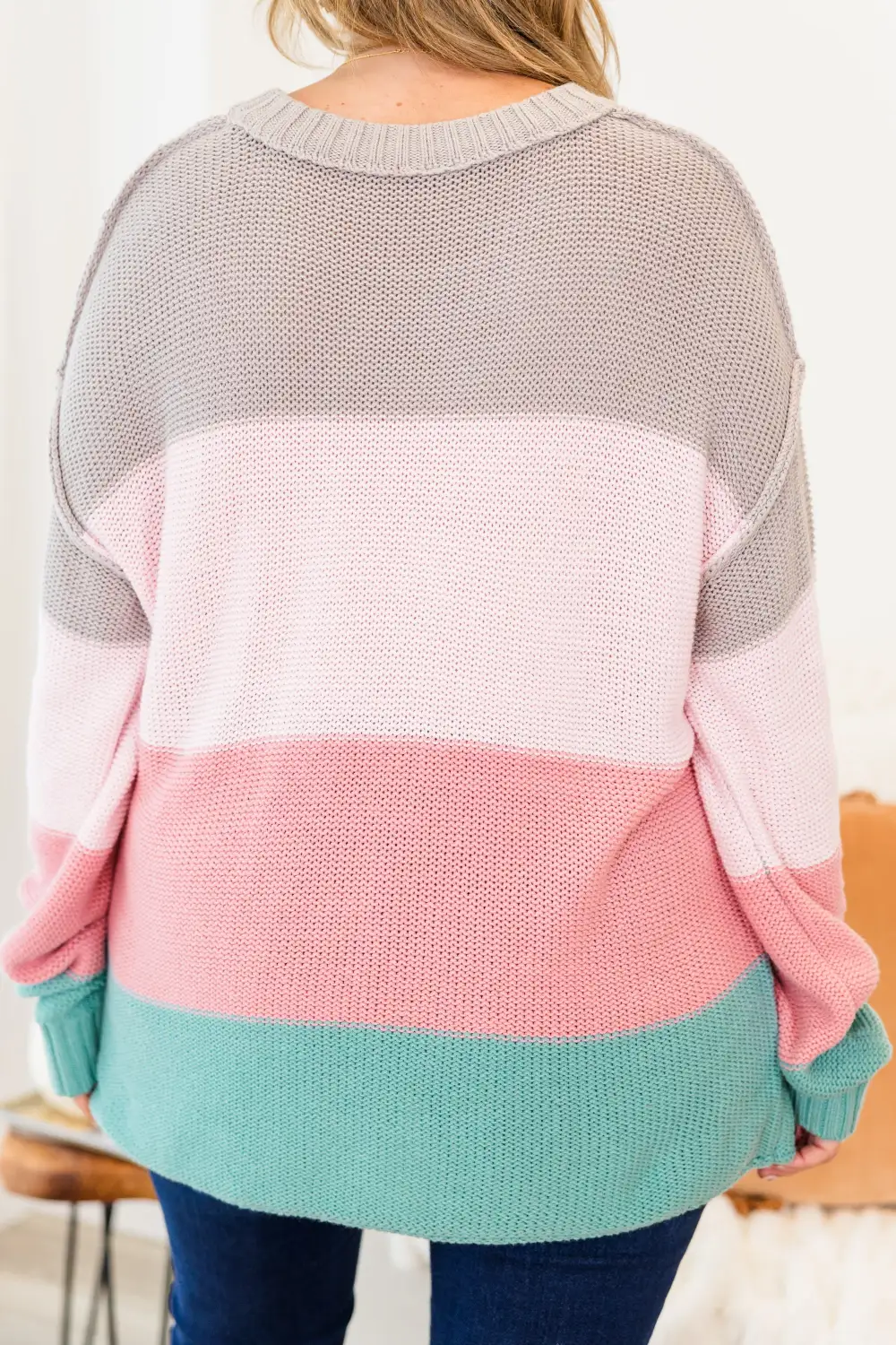 Soft Hues Sweater, Blush-Sage