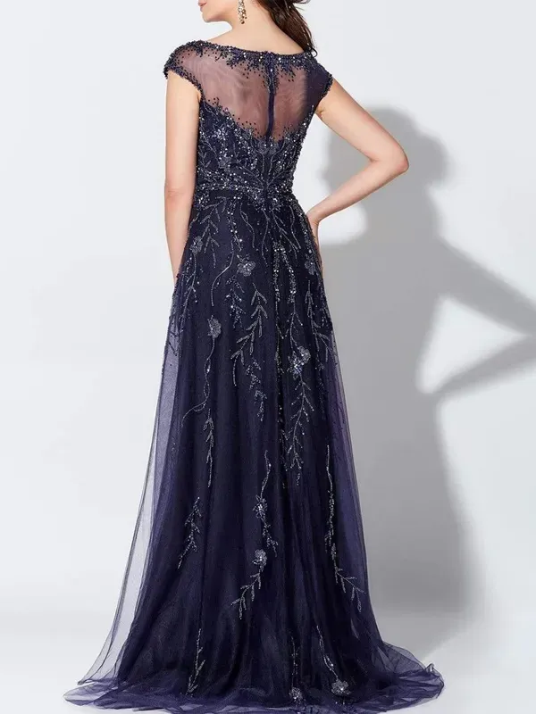 Ladies Elegant Rhinestone Mesh Maxi Dress