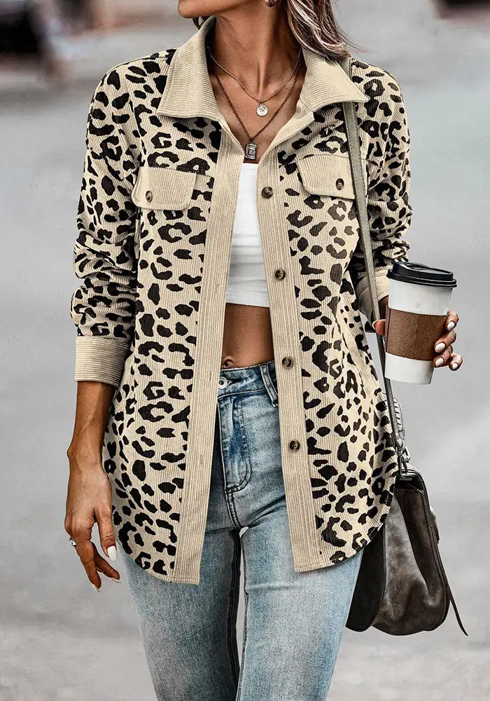 Fashion Print Printing Turndown Collar Tops
