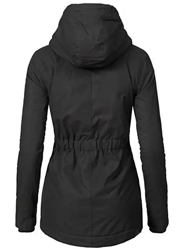 Women's Parka Street Fall Winter Puffer Jacket Coat Windproof Warm 3 in 1 Loose Casual Sports Jacket Long Sleeve Solid Color Zipper Purple Blushing Pink Waterpoof Daily Wear Down Parkas Lined