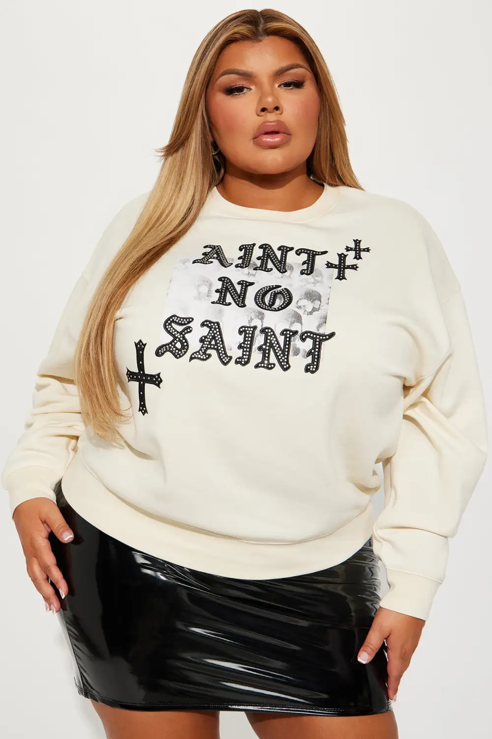 Ain't No Saint Crew Neck Sweatshirt - Sand