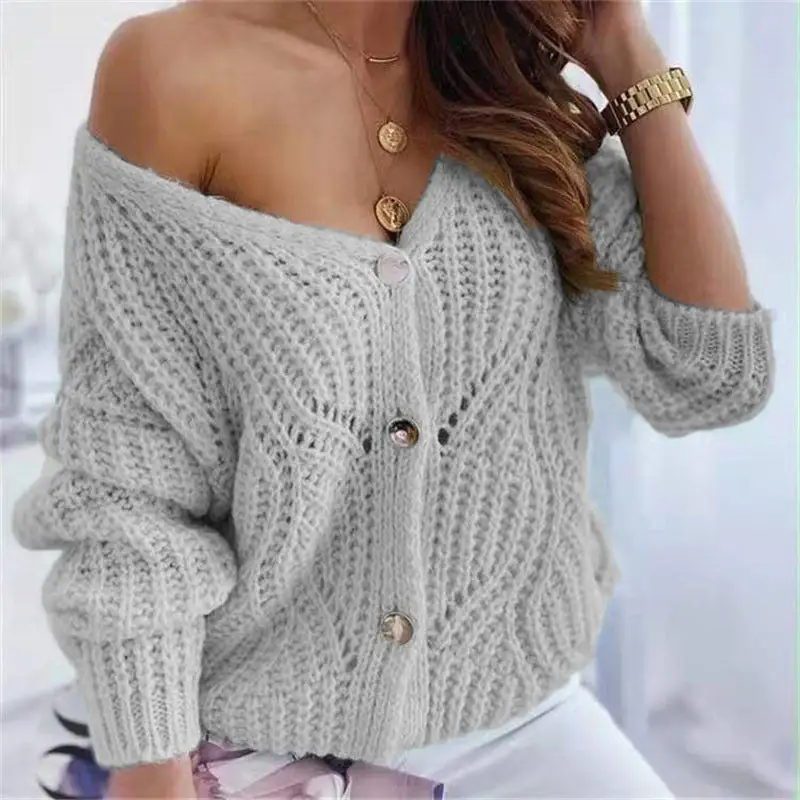 loose solid color knitted sweater coat