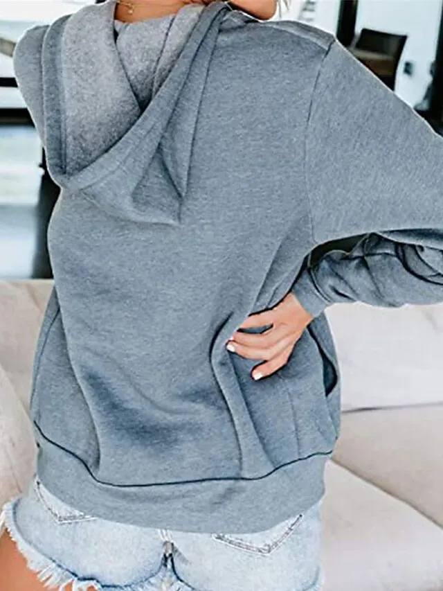 Women's Hoodied Jacket Casual Jacket Fall Spring Outdoor Zipper Plain Breathable Streetwear Regular Fit Outerwear Long Sleeve Summer Black S