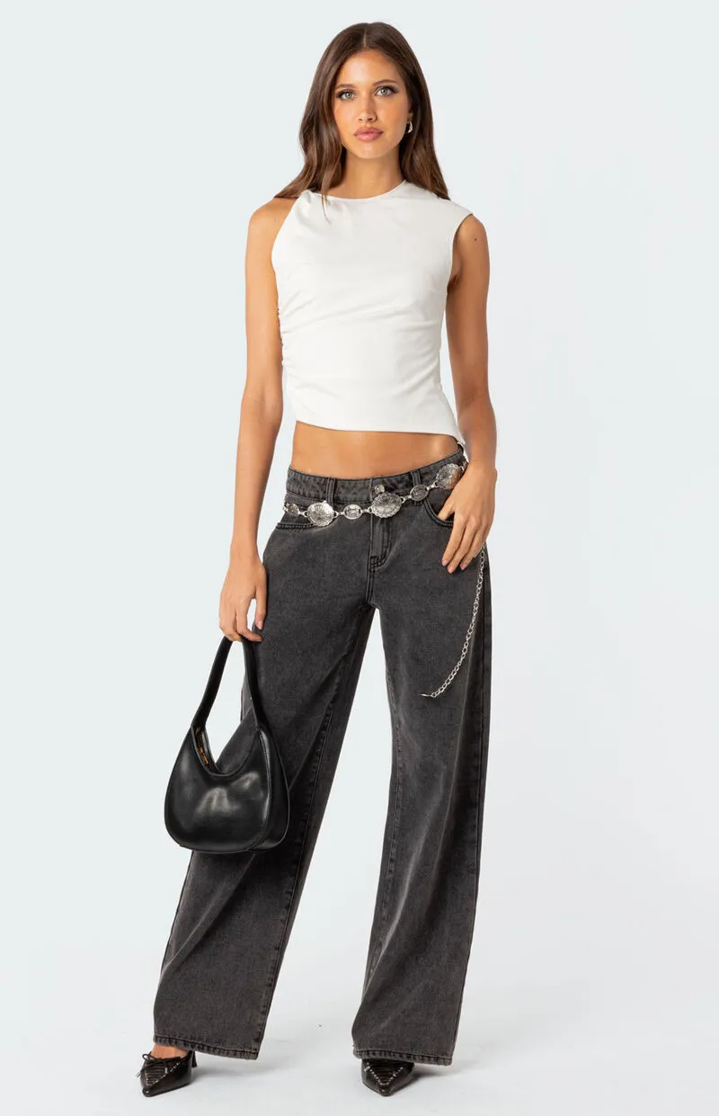 Edikted Raelynn Washed Low Rise Jeans