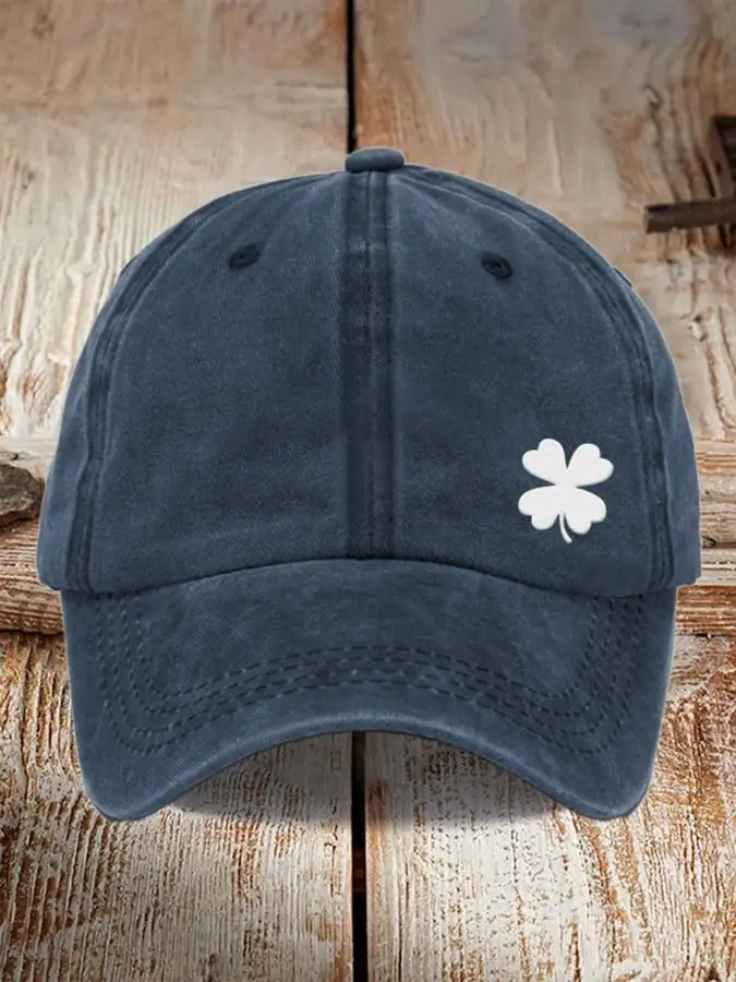 Distressed Washed Cotton St. Patrick Print Hat For Men And Women