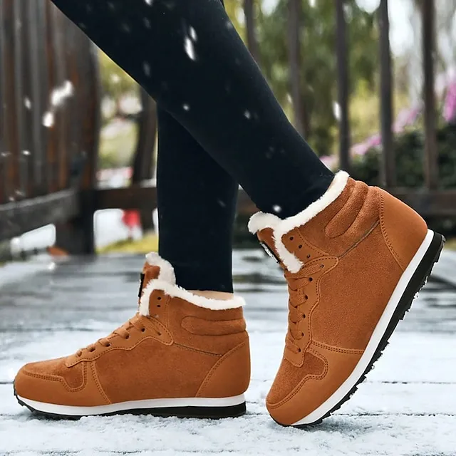 Women's Sneakers Boots Snow Boots Plus Size Comfort Shoes Outdoor Work Daily Flat Heel Round Toe Fashion Sporty Classic Running Walking Faux Suede Lace-up Solid Color
