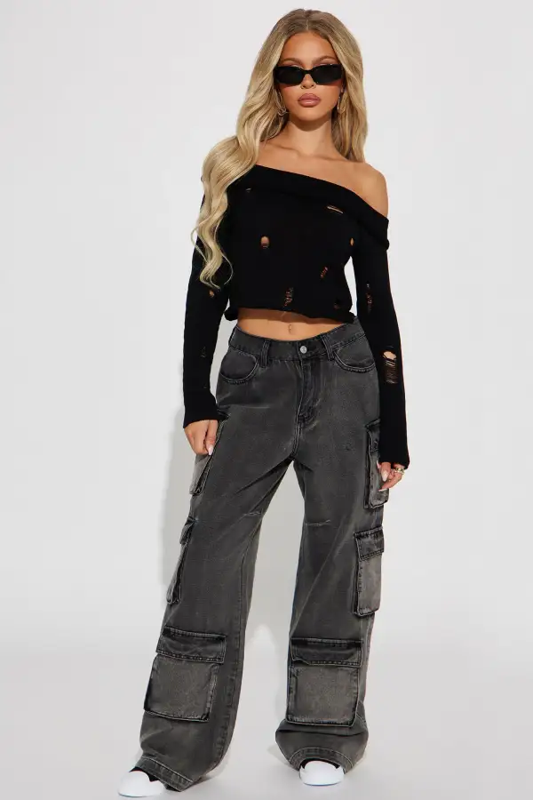 Solaria Sweater Top - Black