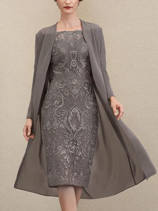 Off-Shoulder Lace Dress Chiffon Top Set