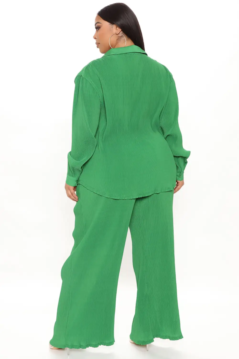 Giving You Life Plisse Pant Set - Kelly Green