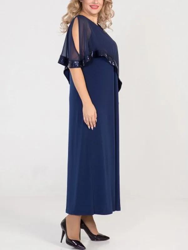 Round neck mesh maxi dress
