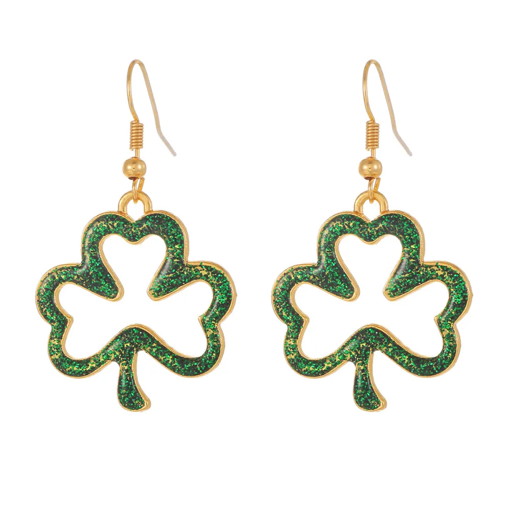 St. Patrick's Day Hollow Green Earrings For Women