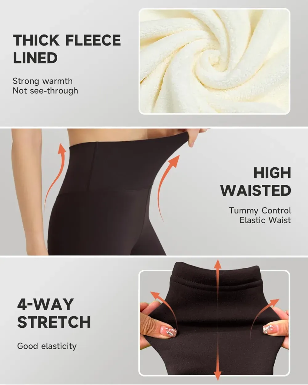 Fleece Lined Leggings for Women – Thick Winter Warm Thermal High Waisted Tummy Control Workout Yoga Pants