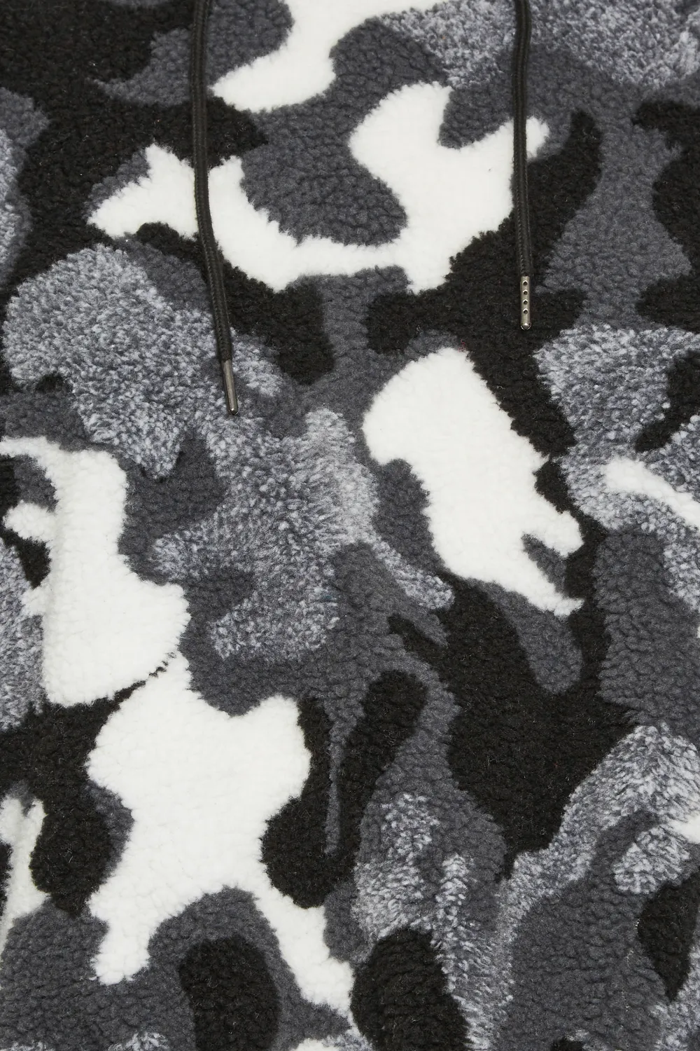 YOURS Curve Grey Camo Print Cropped Fleece Hoodie