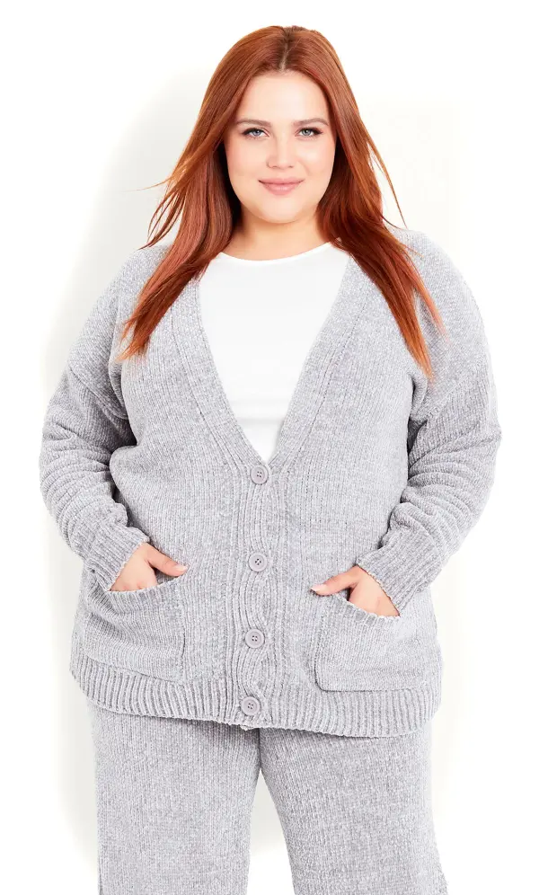 Evans Grey Chenille Cardigan