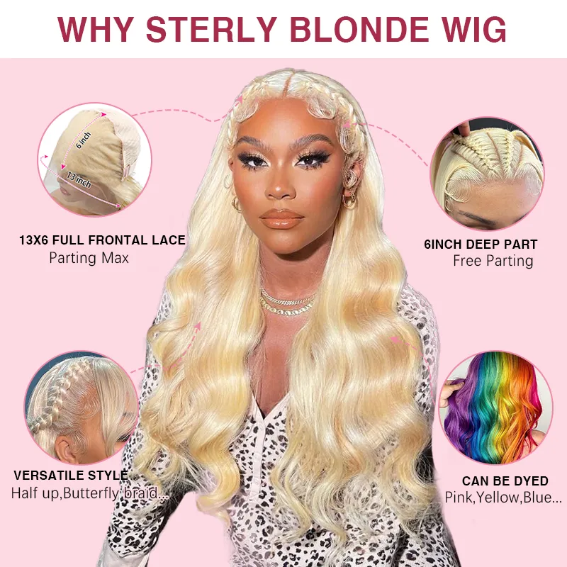 #613 Blonde 13x6 Full Frontal Lace Loose Body Wave Wigs 250% Density