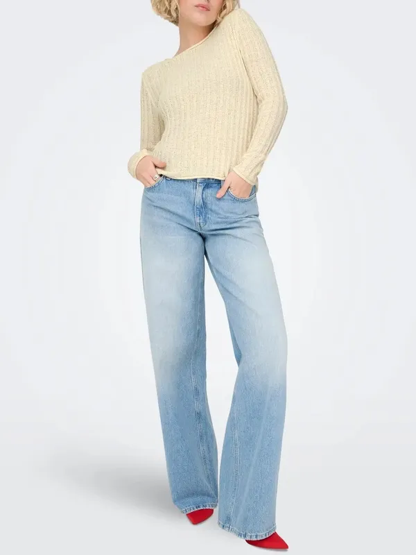Rib Knit Rolled Hem Sweater