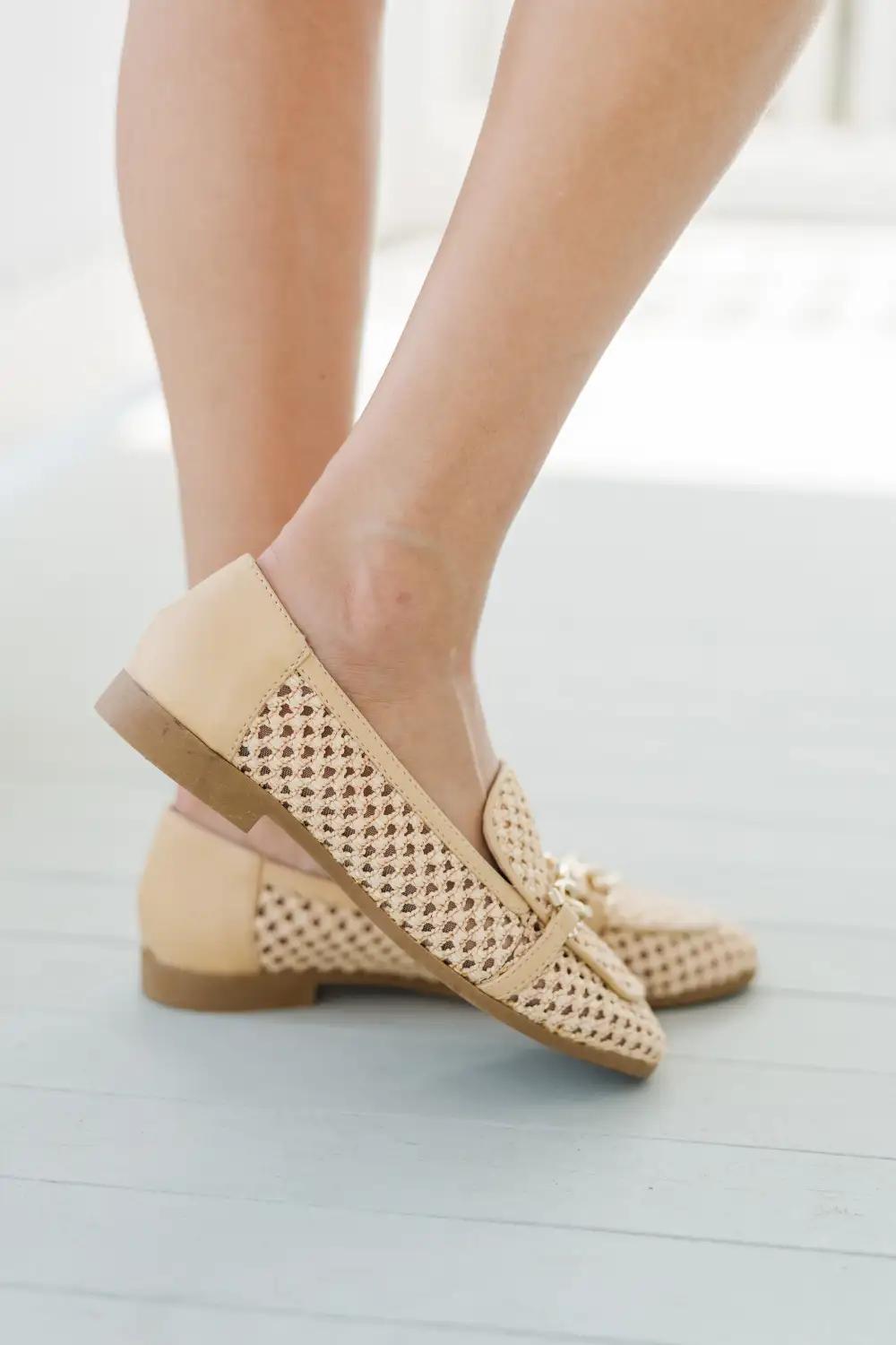 Stick To Your Word Natural Woven Loafer Flats