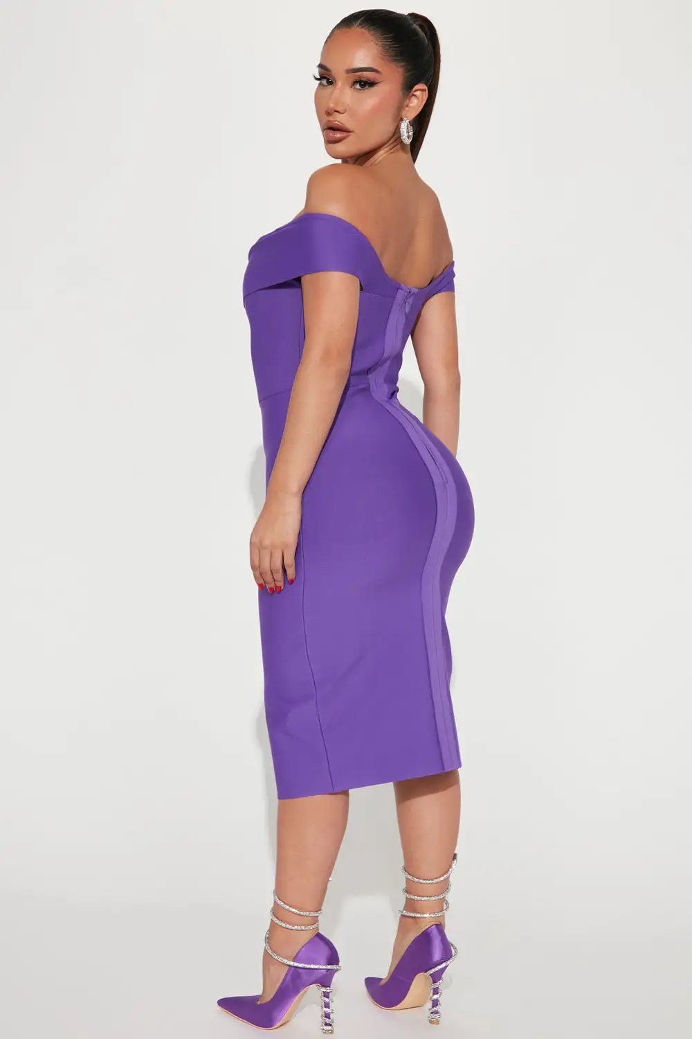 Amy Bandage Midi Dress - Purple