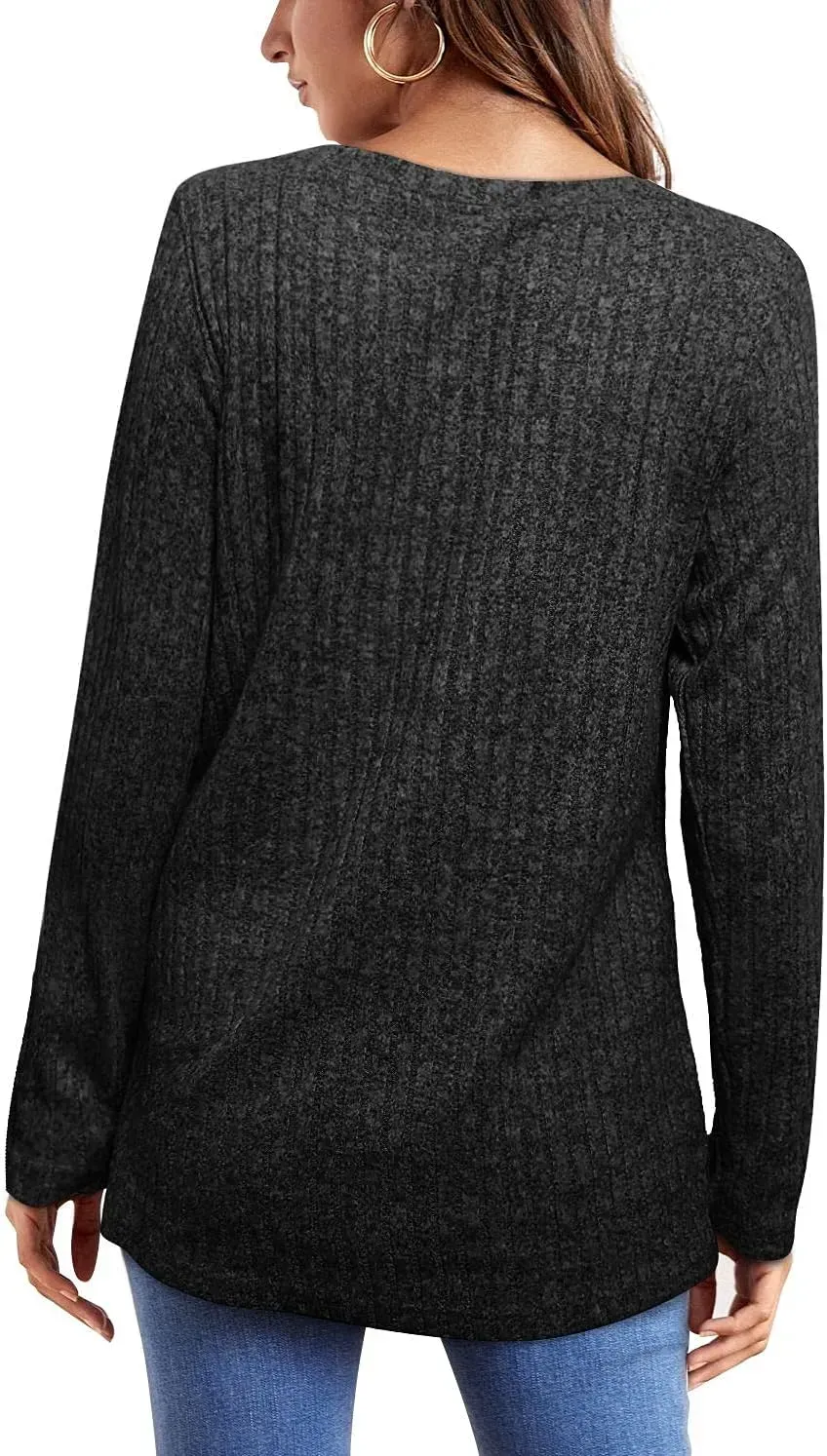 OFEEFAN Long Sleeve Shirts for Women Lightweight Crew Neck Casual Tunic Tops