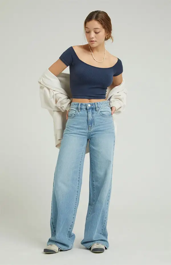 PacSun Jessie High Waisted Baggy Jeans Medium Indigo