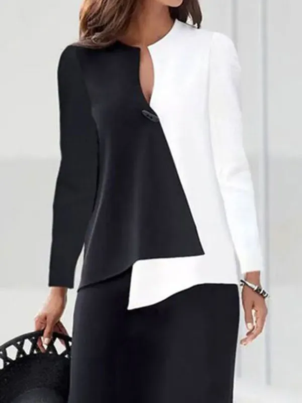 Colour blocking minimalist temperament daily women's dress