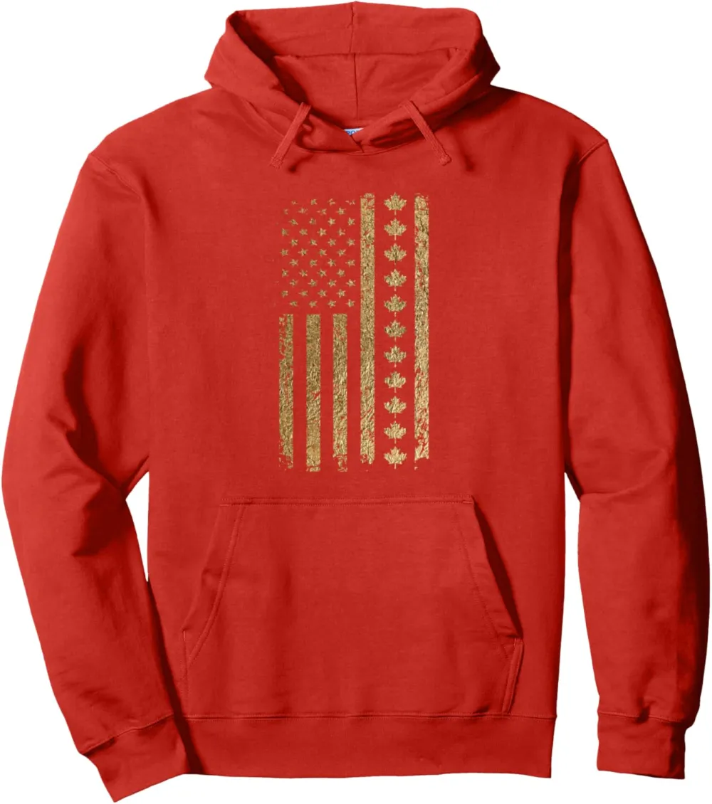 Our 51st state of America American Flag with Canada Maple Pullover Hoodie