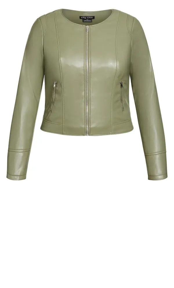 Evans Green Faux Leather Jacket